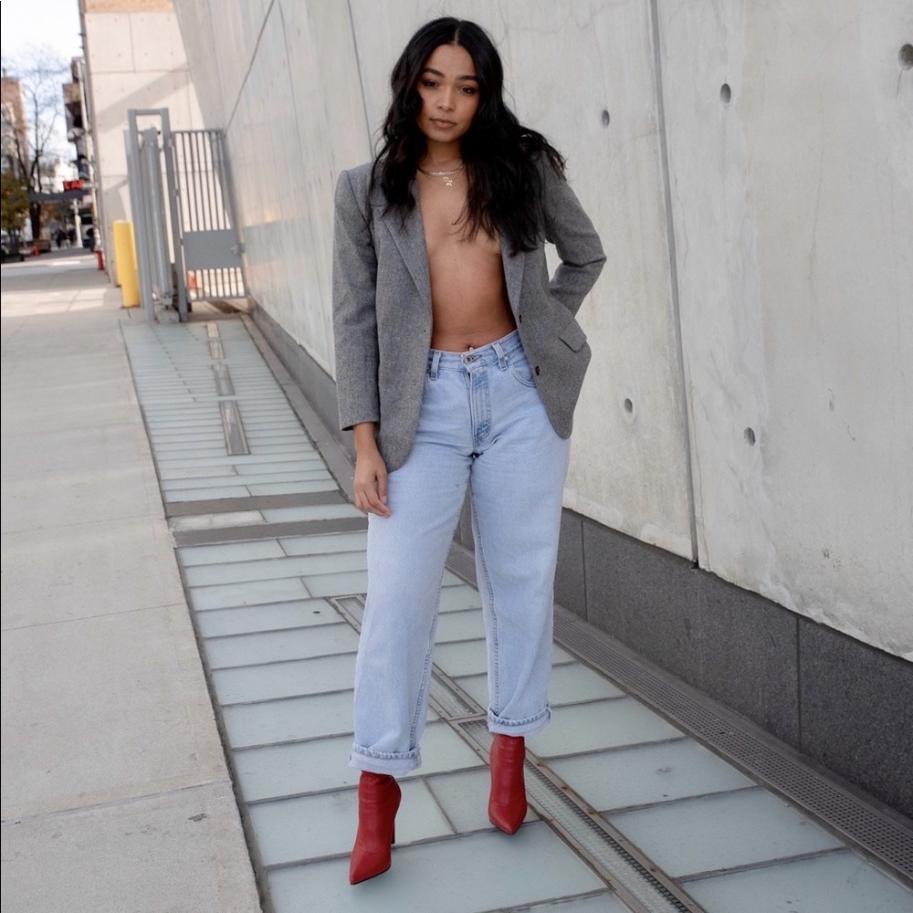 Ash Gray Blazer with Black Collar